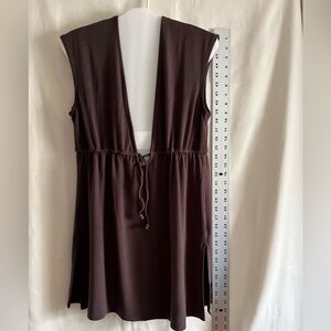 Women’s flattering deep V-neck brown swim coverup